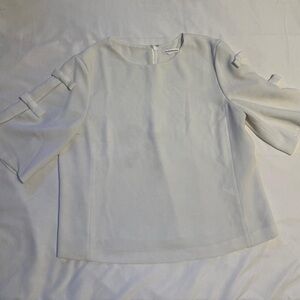 Club Monaco Cream Blouse with Cut-Out Sleeves